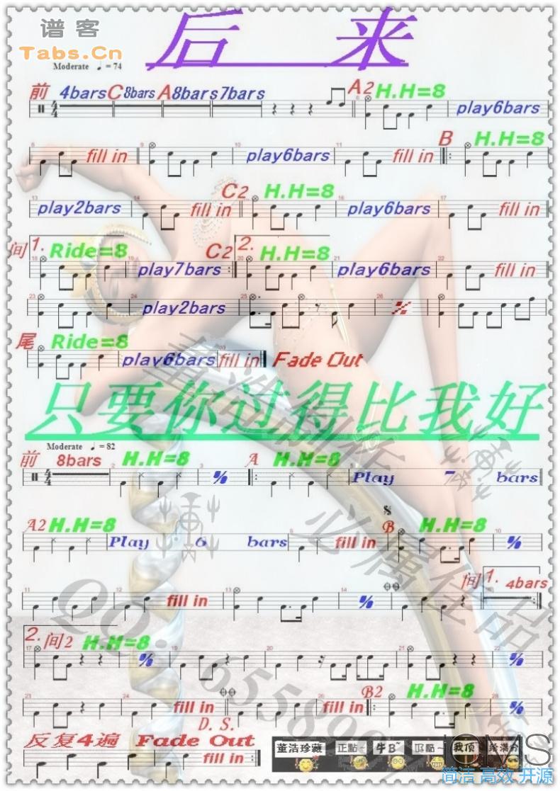 后来吉他谱,简单C调原版指弹曲谱,刘若英高清流行弹唱只要你过的比我好六线乐谱