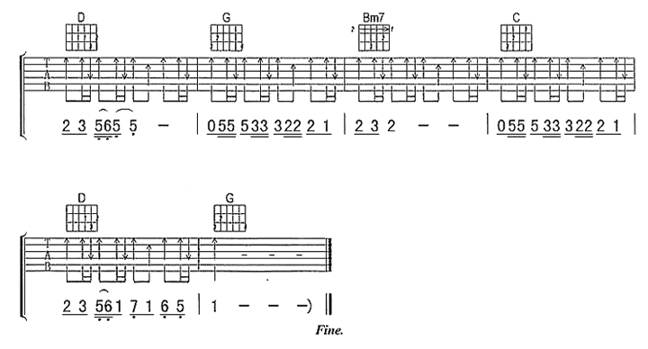 豆浆油条吉他谱,原版林俊杰歌曲,简单G调指弹曲谱,高清六线乐谱