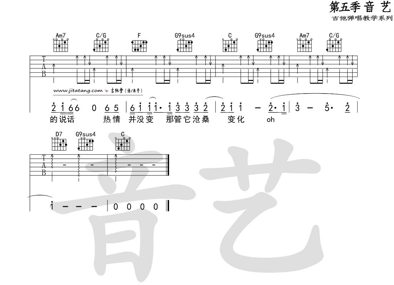 张学友遥远的她吉他谱,简单C调原版弹唱曲谱,张学友高清六线谱附歌词