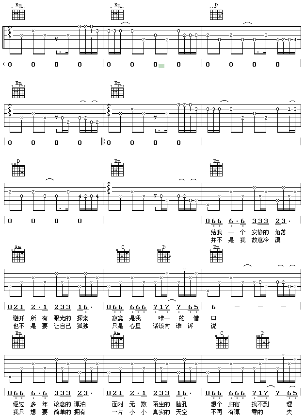 多年以后吉他谱,原版歌曲,简单D调弹唱教学,六线谱指弹简谱2张图