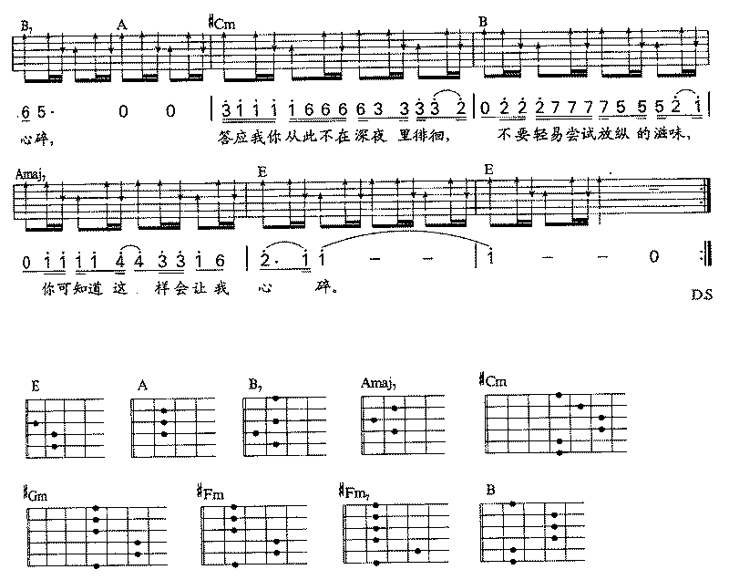 爱如潮水吉他谱,原版歌曲,简单简单版弹唱教学,六线谱指弹简谱2张图