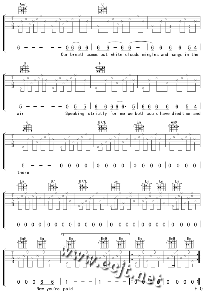 DiamondAndRust吉他谱,原版歌曲,简单E调弹唱教学,六线谱指弹简谱4张图