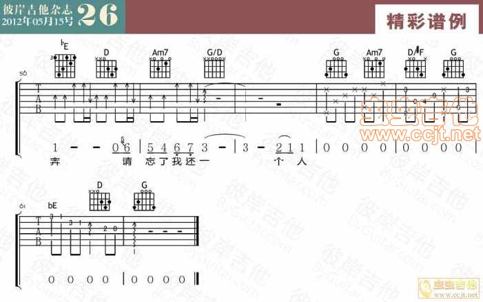 我不愿让你一个人吉他谱,原版歌曲,简单G调弹唱教学,六线谱指弹简谱4张图