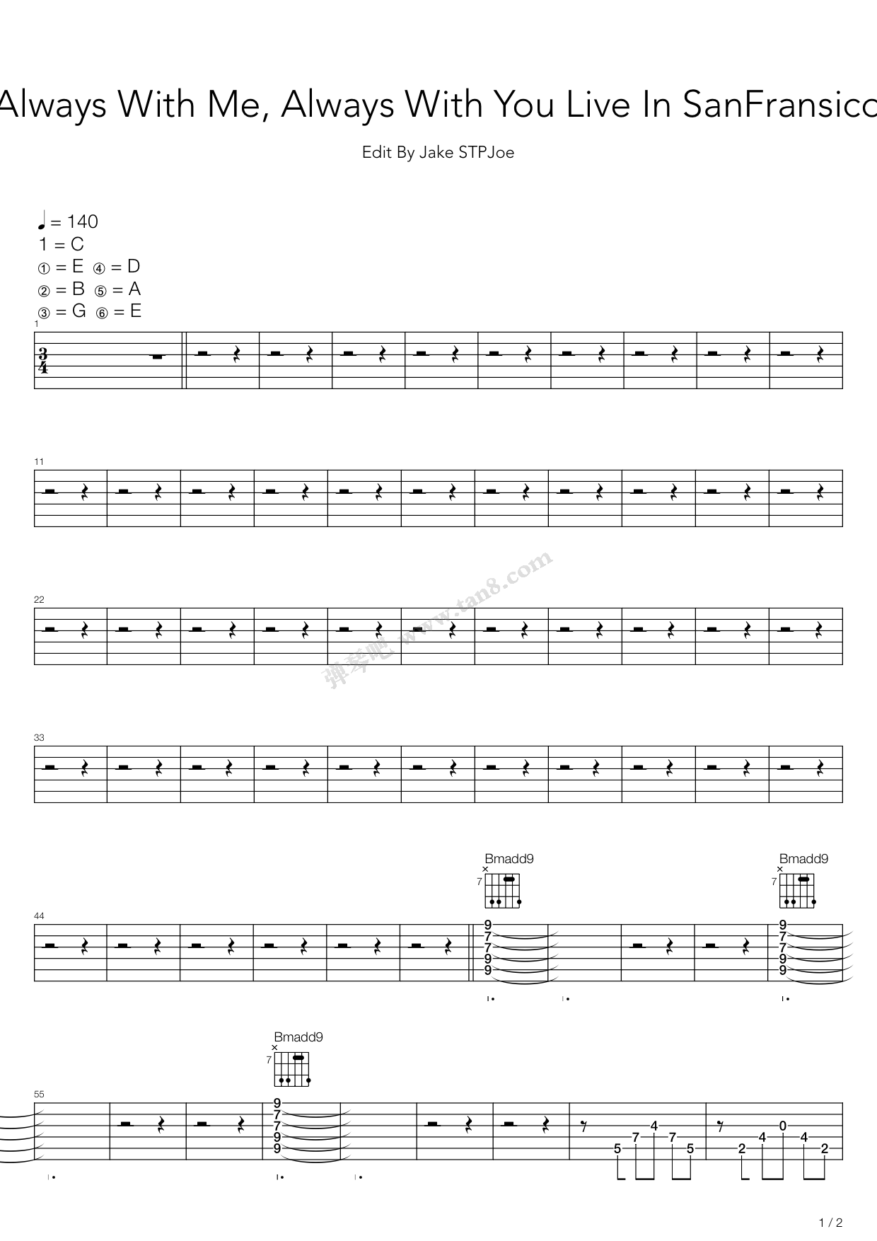 AlwaysWithMe吉他谱,原版歌曲,简单C调弹唱教学,六线谱指弹简谱18张图