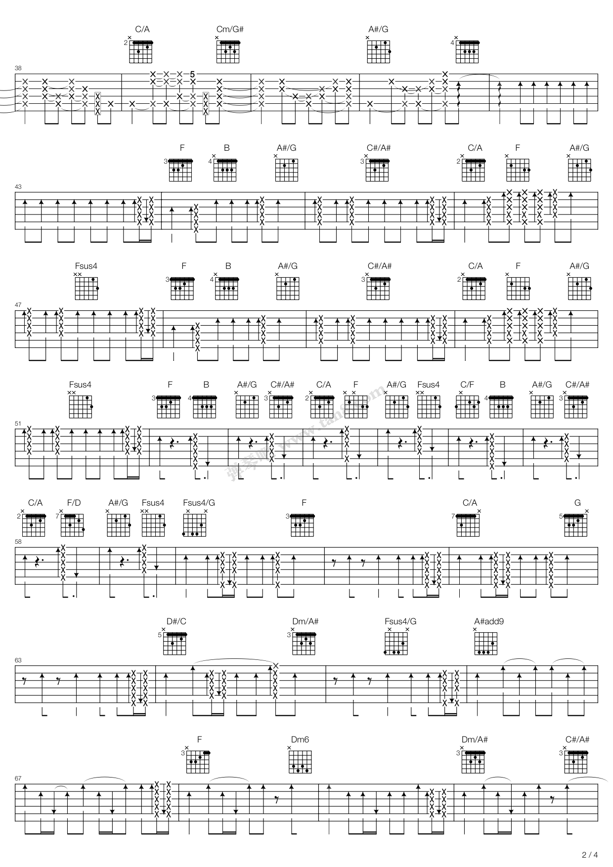 OhYeah吉他谱,原版歌曲,简单C调弹唱教学,六线谱指弹简谱4张图