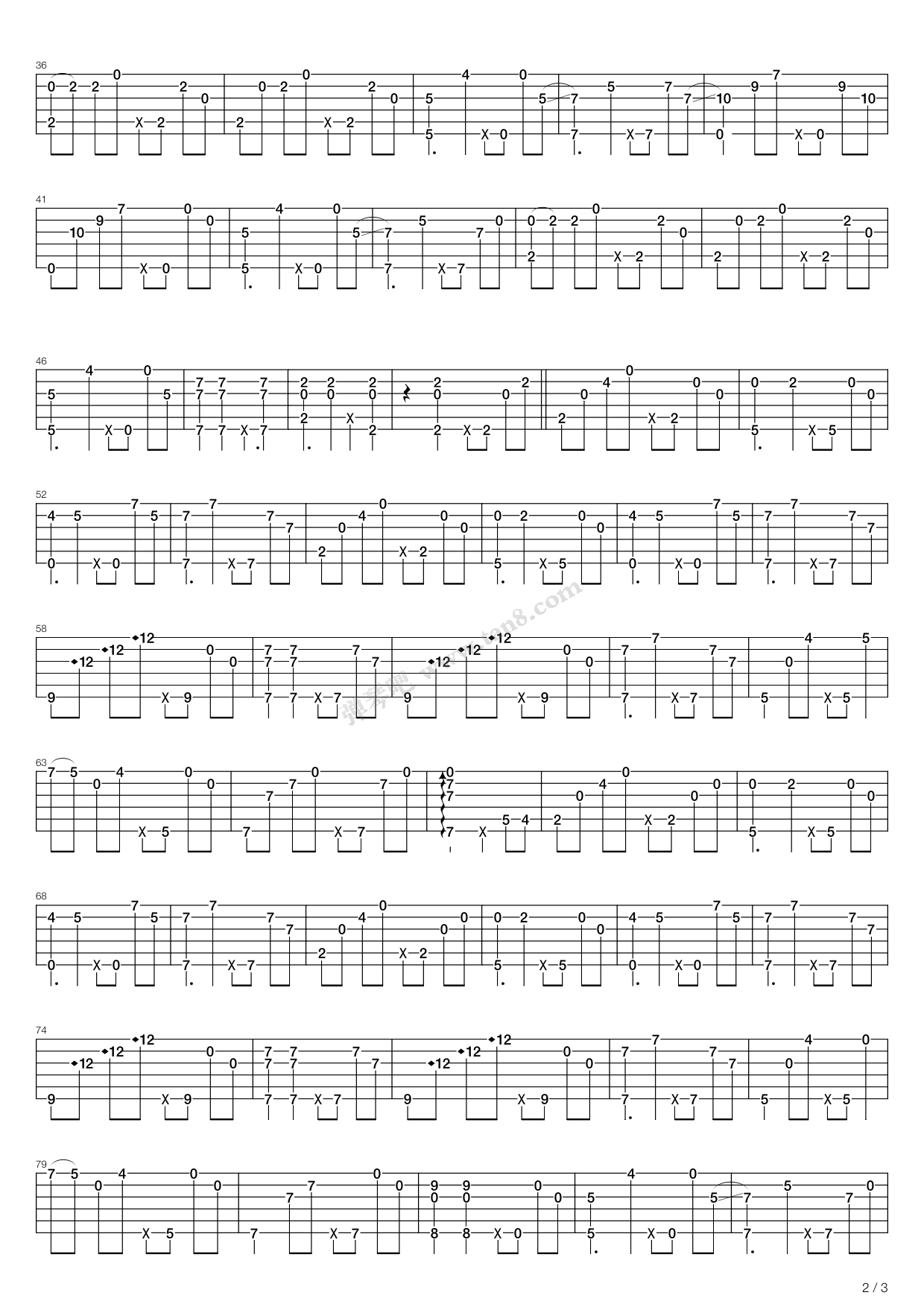 忆吉他谱,原版歌曲,简单C调弹唱教学,六线谱指弹简谱3张图