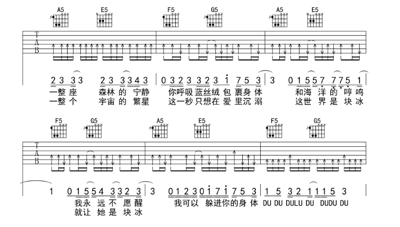 溯吉他谱,原版歌曲,简单E调弹唱教学,六线谱指弹简谱6张图