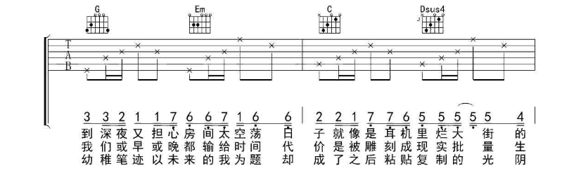 这是你想要的生活吗吉他谱,原版歌曲,简单G调弹唱教学,六线谱指弹简谱5张图