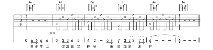 贝加尔湖畔吉他谱,原版歌曲,简单F调弹唱教学,六线谱指弹简谱4张图