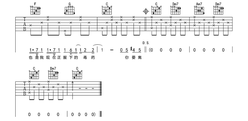 彩虹吉他谱,原版歌曲,简单C调弹唱教学,六线谱指弹简谱6张图