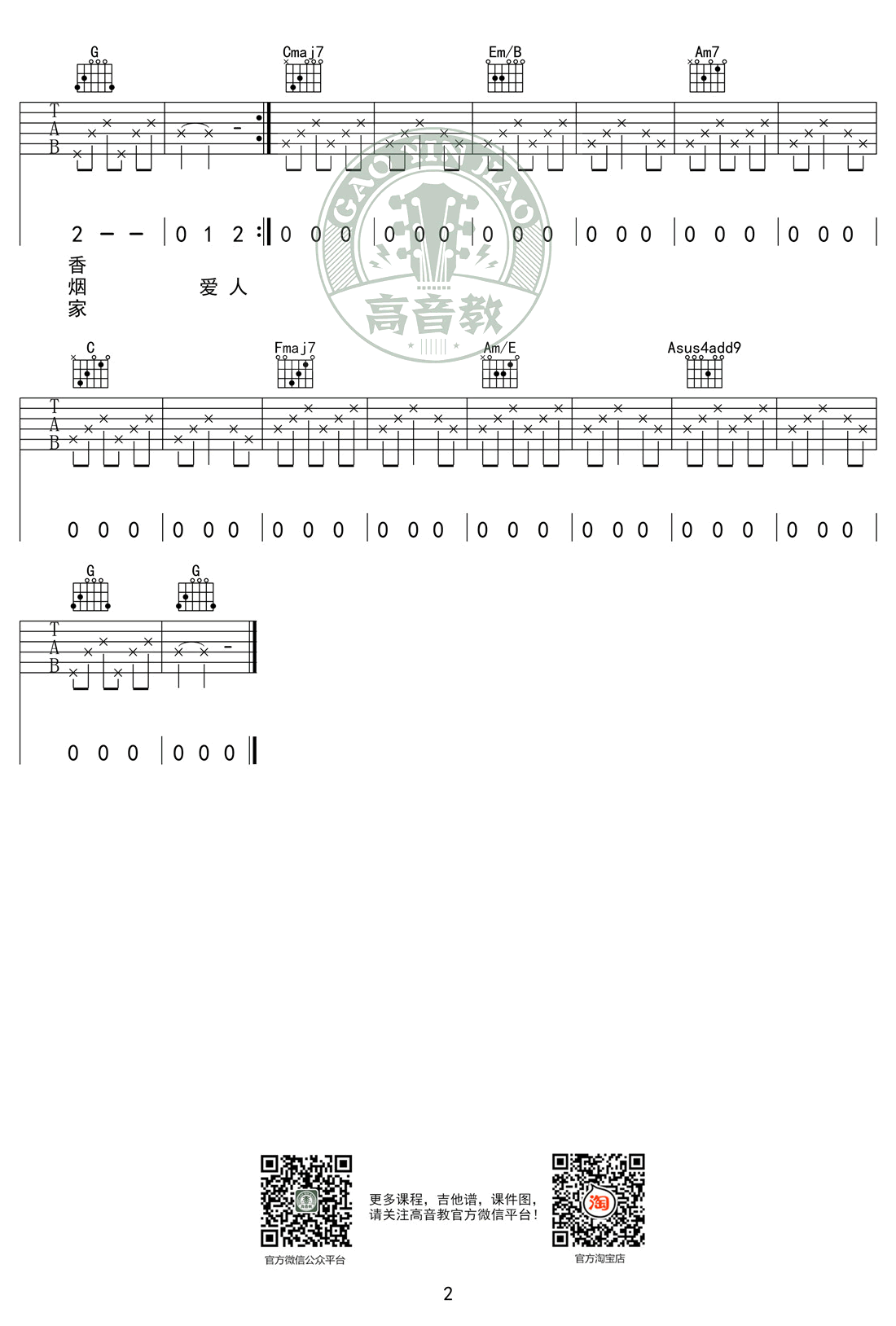 张玮玮/李志/老狼米店吉他谱,简单选用原版指弹曲谱,老狼高清六线乐谱