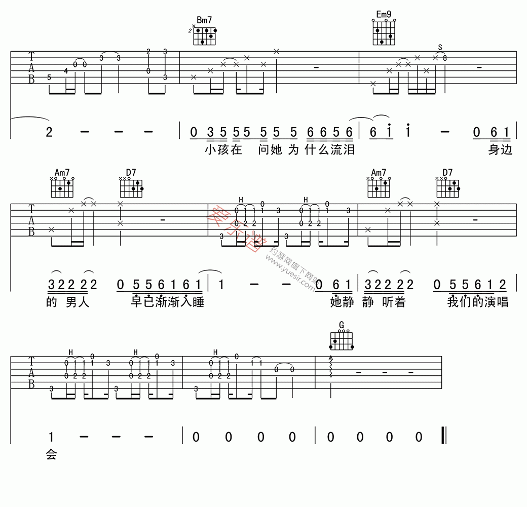 她来听我的演唱会吉他谱,简单C调原版指弹曲谱,张学友高清流行弹唱六线乐谱