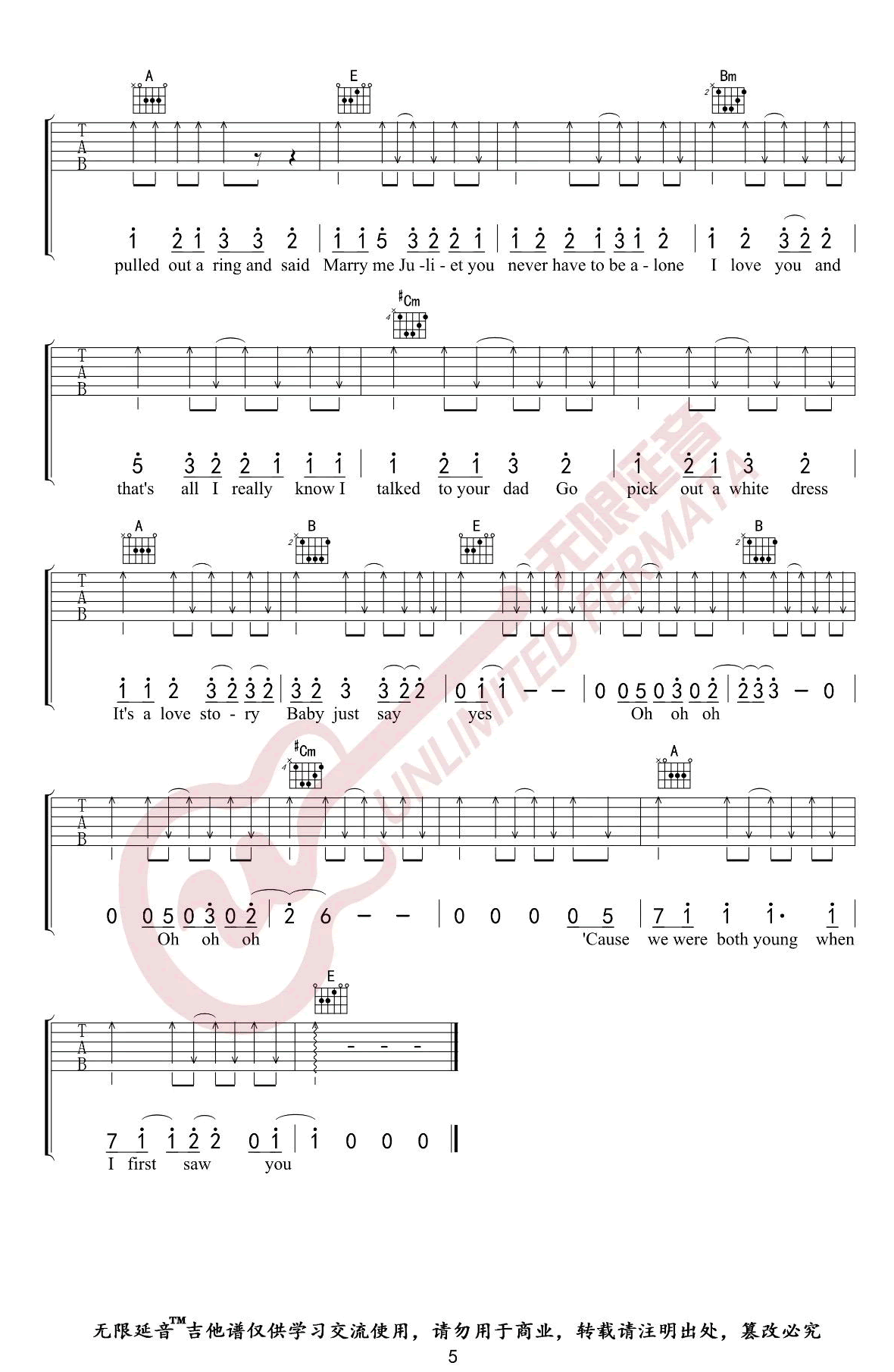 LoveStory,D调教学简谱,TaylorSwi六线谱图片