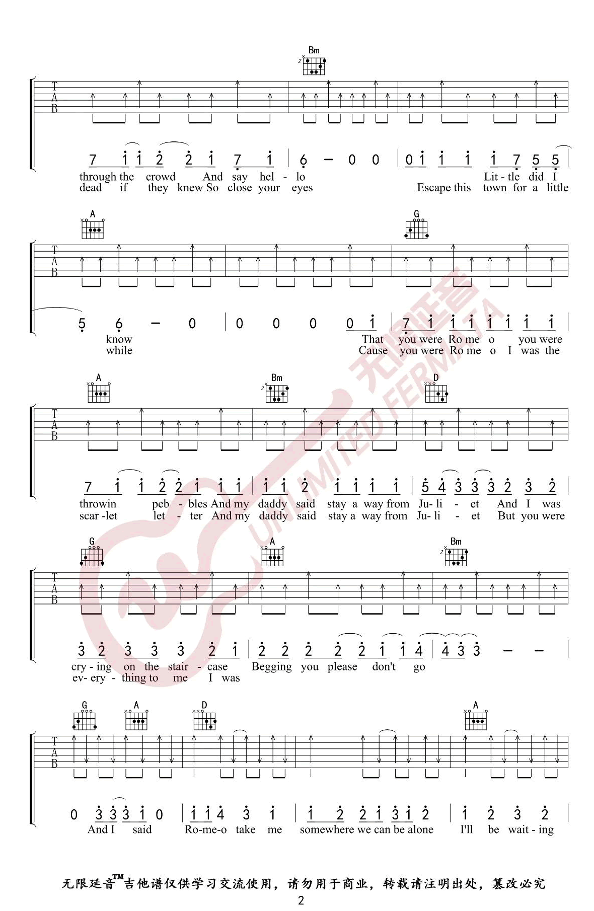 LoveStory,D调教学简谱,TaylorSwi六线谱图片