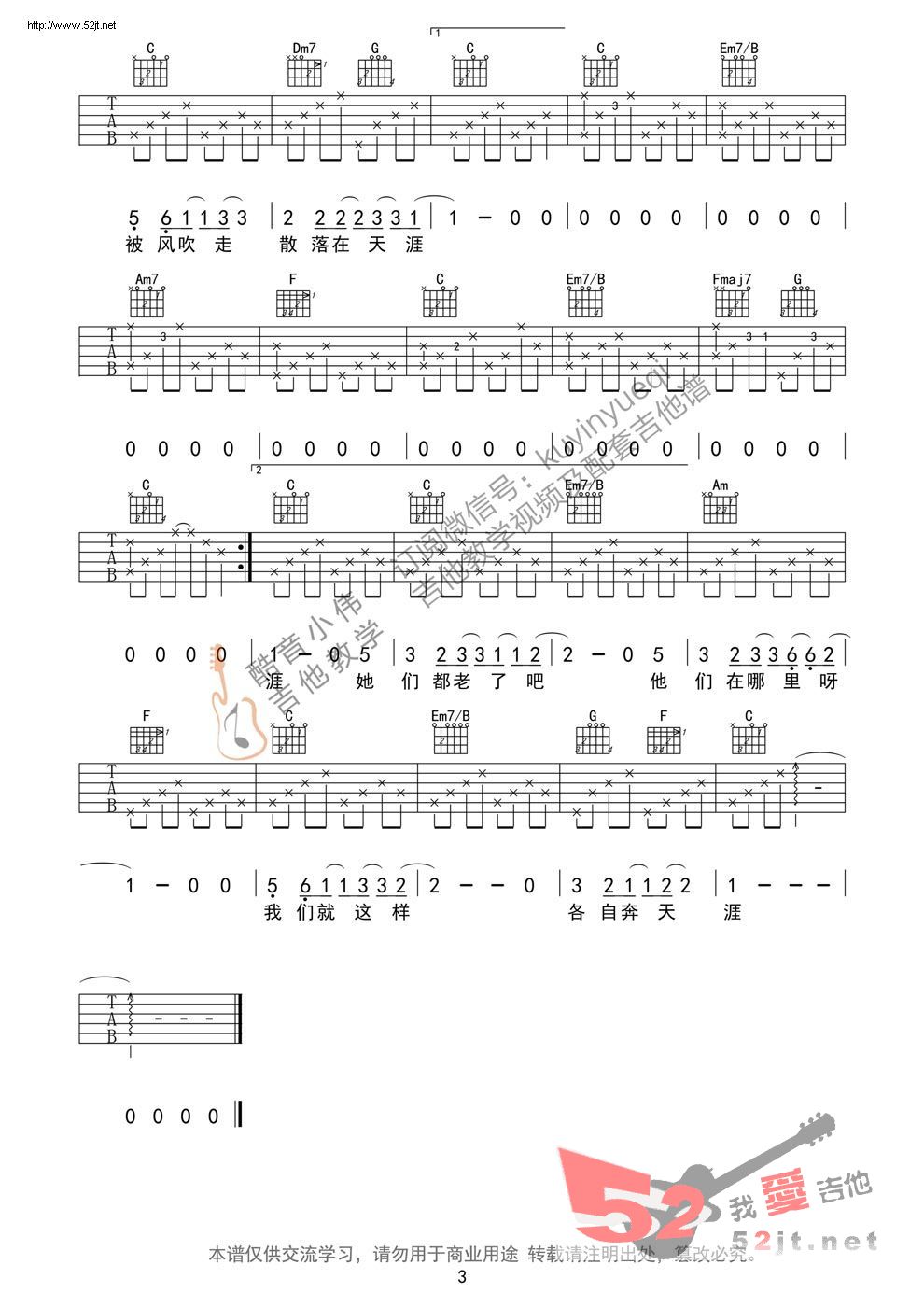 那些花儿吉他谱,C调超原版带前奏间奏视频教学简谱,朴树六线谱原版六线谱图片