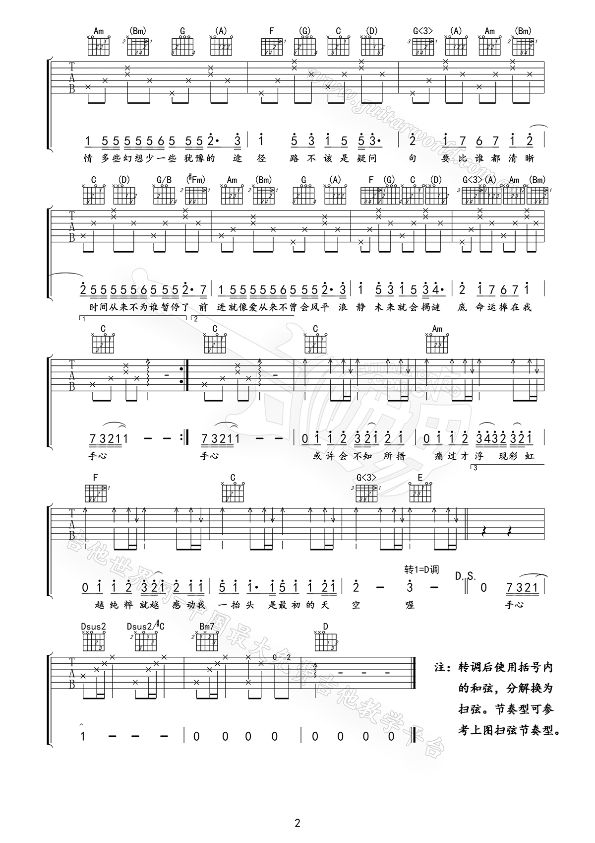 以后要做的事吉他谱,原版歌曲,简单C调弹唱教学,六线谱指弹简谱2张图