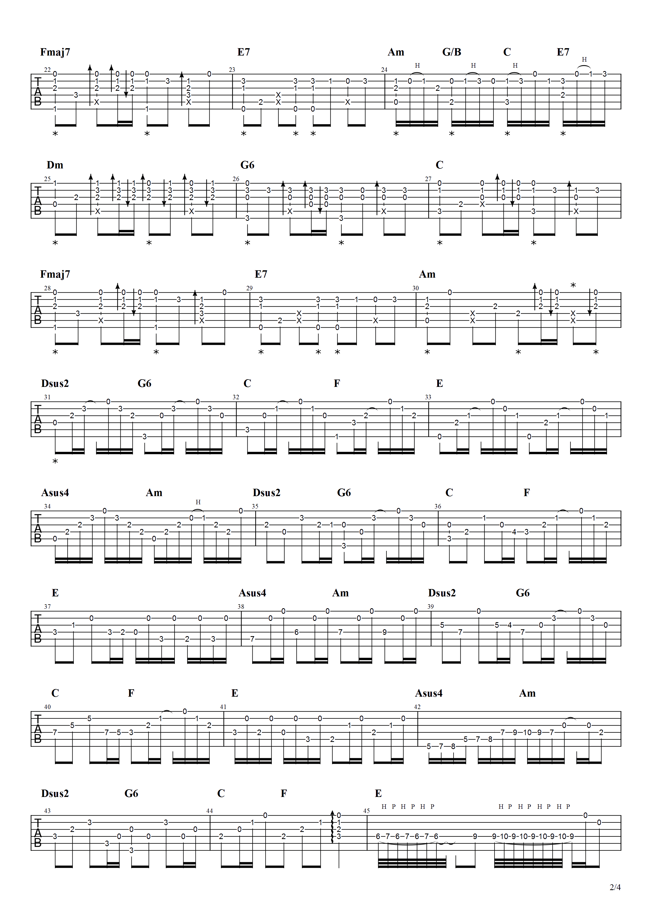 冷雨夜吉他谱,原版歌曲,简单X调弹唱教学,六线谱指弹简谱4张图