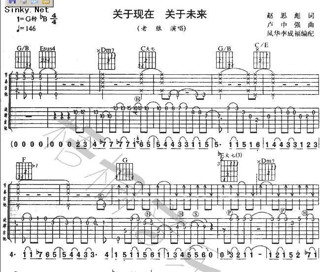 关于现在关于未来吉他,C调高清简单谱教学简谱,老狼六线谱原版六线谱图片