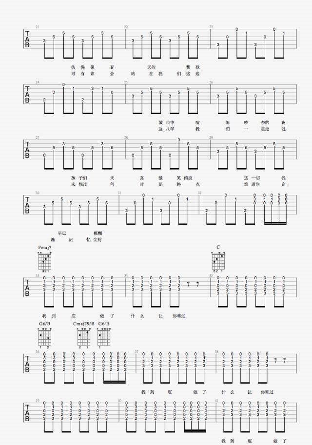 8+8=8吉他谱,原版歌曲,简单C调弹唱教学,六线谱指弹简谱3张图