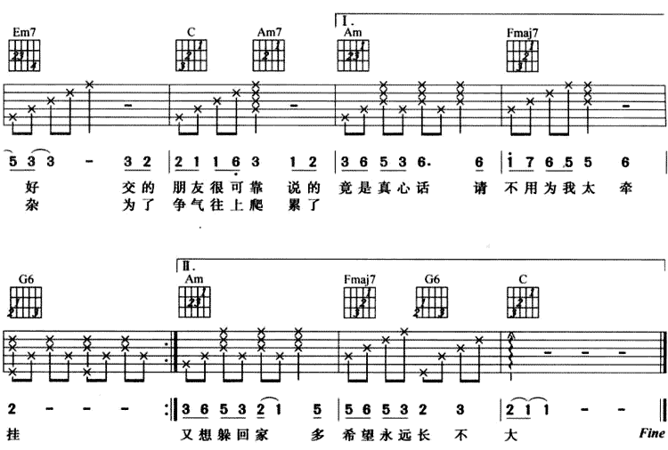 亲爱的妈妈吉他谱,C调高清简单谱教学简谱,刘德华六线谱原版六线谱图片