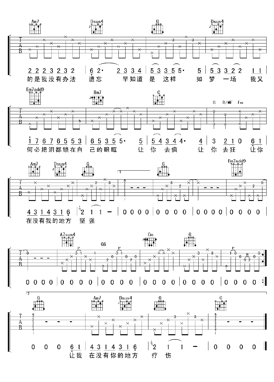 萧敬腾梦一场吉他谱,高清G调弹唱谱高清谱教学简谱,六线谱原版六线谱图片