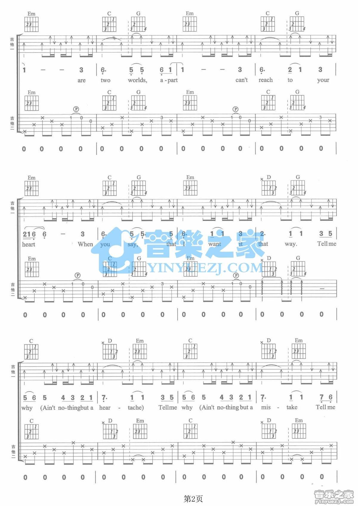 IWantItThatWay吉他谱,原版歌曲,简单G调弹唱教学,六线谱指弹简谱2张图