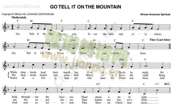 59.GOTELLITONTHEMOUNTAIN简谱小提琴版,初学者独奏曲谱高清五线谱