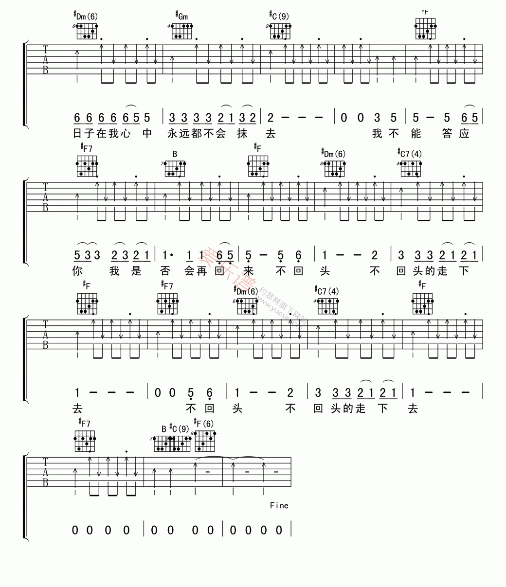 再见吉他谱,C调高清版高清简单谱教学简谱,张震岳六线谱原版六线谱图片