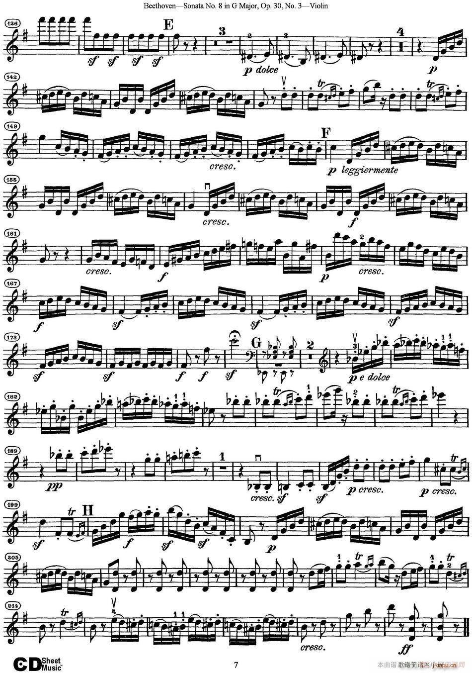 ViolinSonataNo8inGMajorOp30No3简谱小提琴版,初学者独奏曲谱完整版五线谱