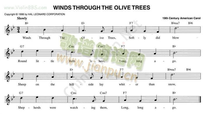 WINDSTHROUGHTHEOLIVETREES简谱小提琴版,入门独奏曲谱曲子五线谱