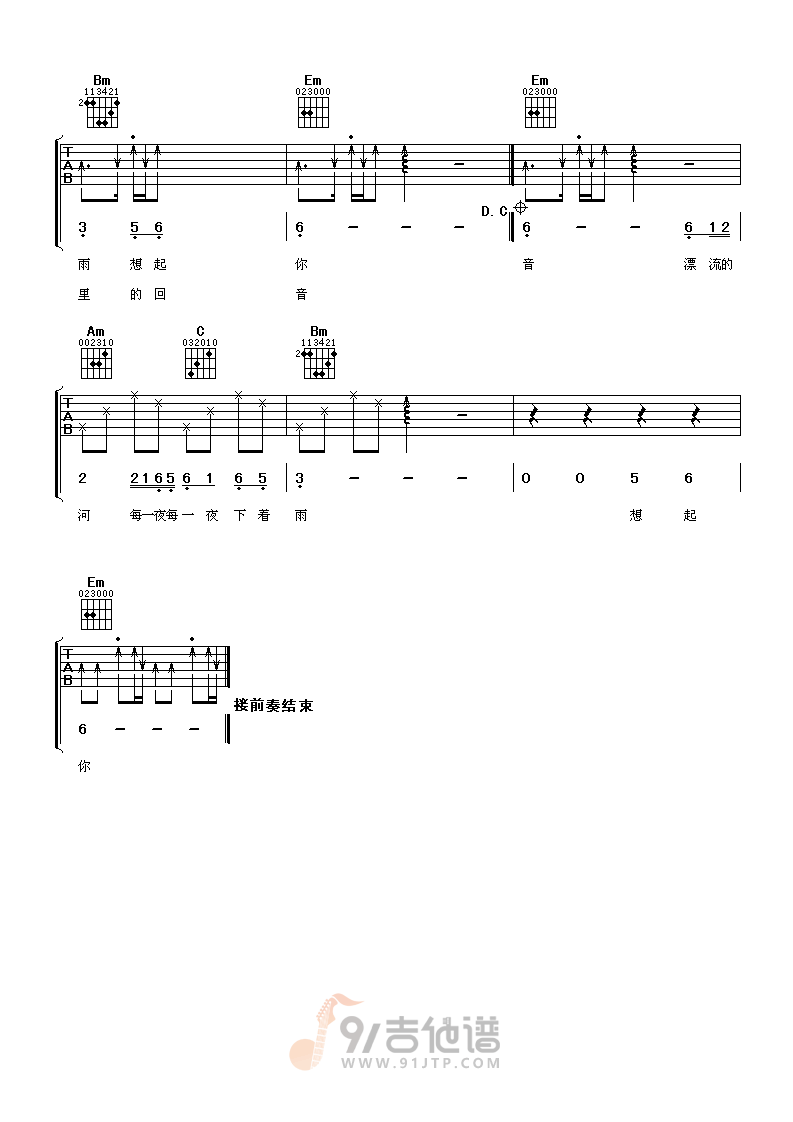 兄弟吉他谱,任贤齐歌曲,G调简单指弹教学简谱,阿潘音乐工场版六线谱图片