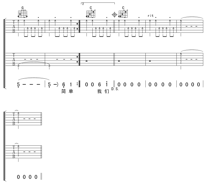再度重相逢吉他谱,伍佰歌曲,C调简单指弹教学简谱,网络转载版六线谱图片
