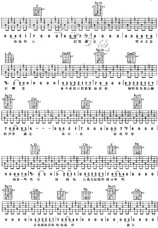 今夜吉他谱_许巍_原版弹唱吉他简谱