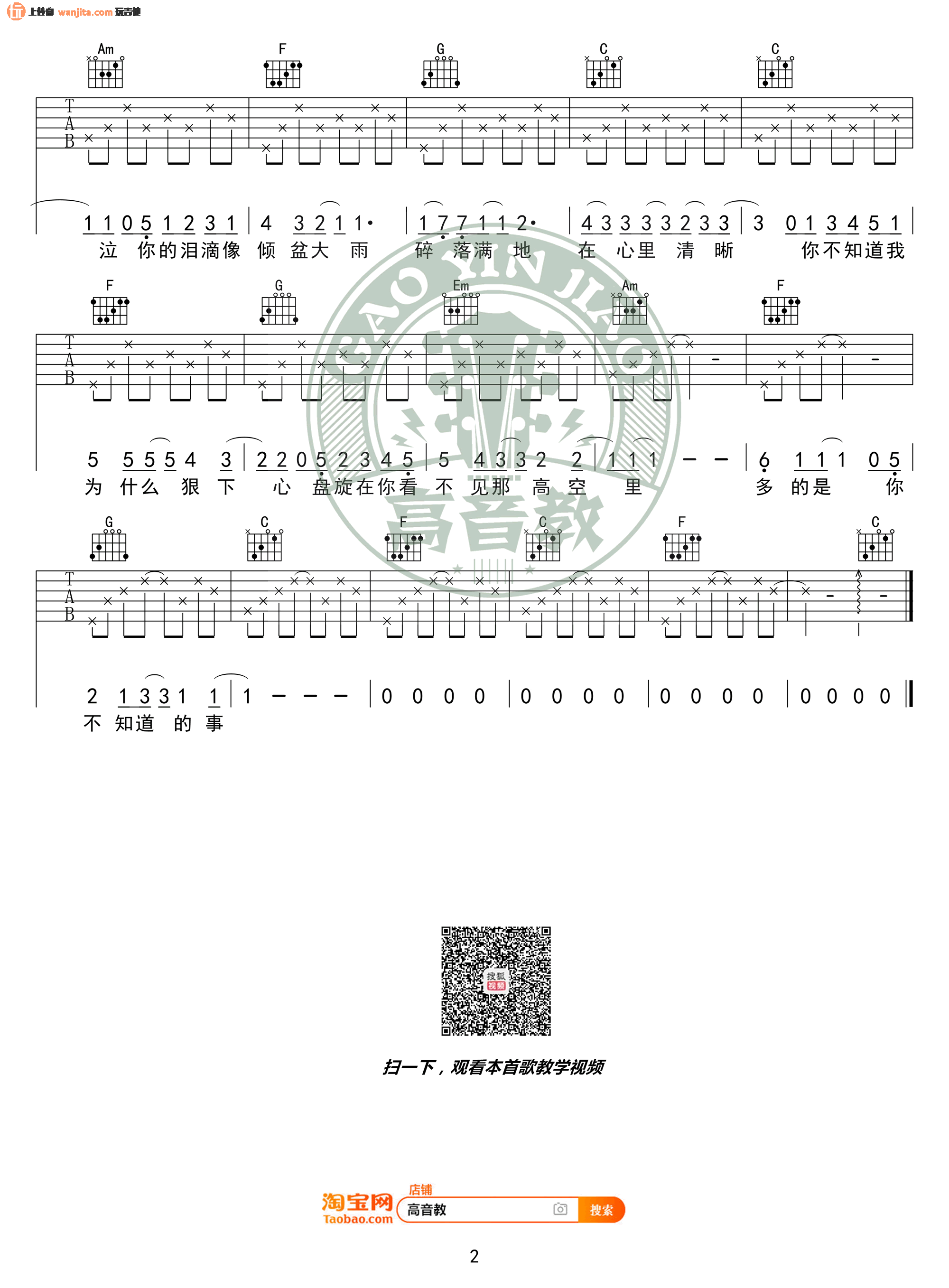 《你不知道的事吉他谱》_王力宏_未知调_吉他图片谱2张 图2