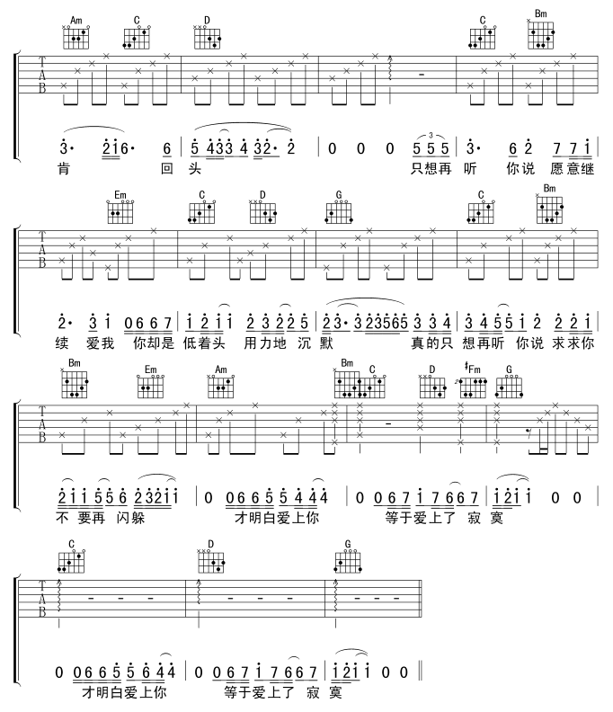 爱上你等于爱上寂寞吉他谱第3页
