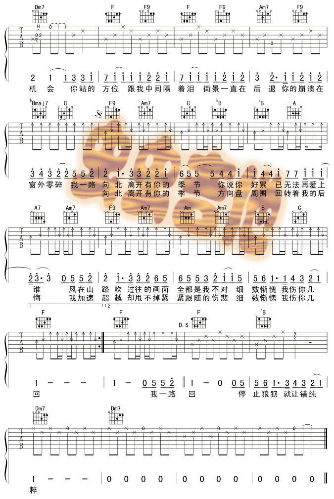 一路向北吉他谱第2页