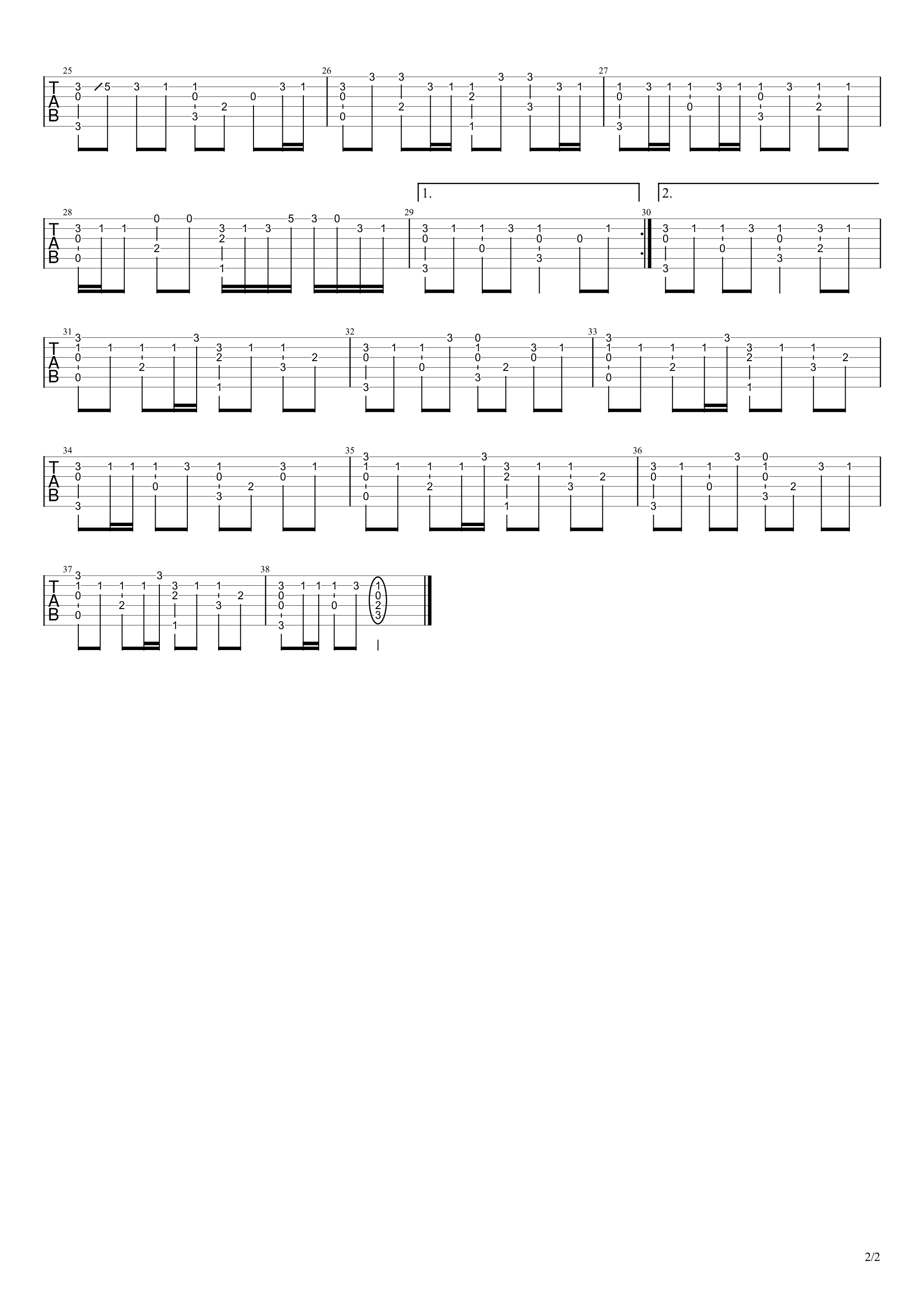 勾指起誓指弹谱 洛天依吉他谱2