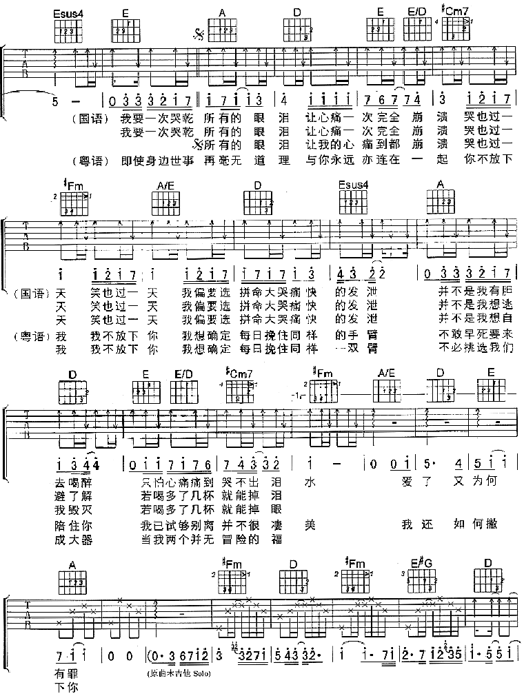 痛哭吉他谱第2页