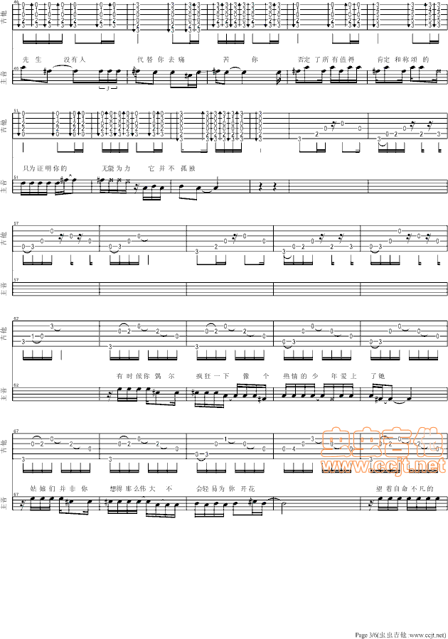 否定先生吉他谱第3页
