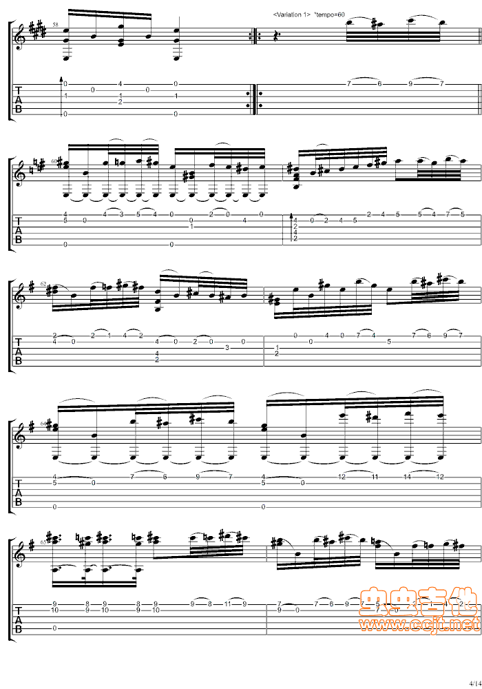 魔笛主题变奏曲吉他谱第4页