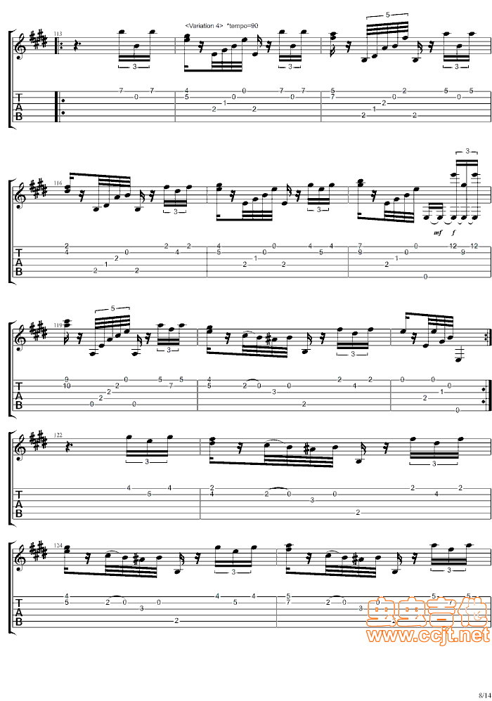 魔笛主题变奏曲吉他谱第8页