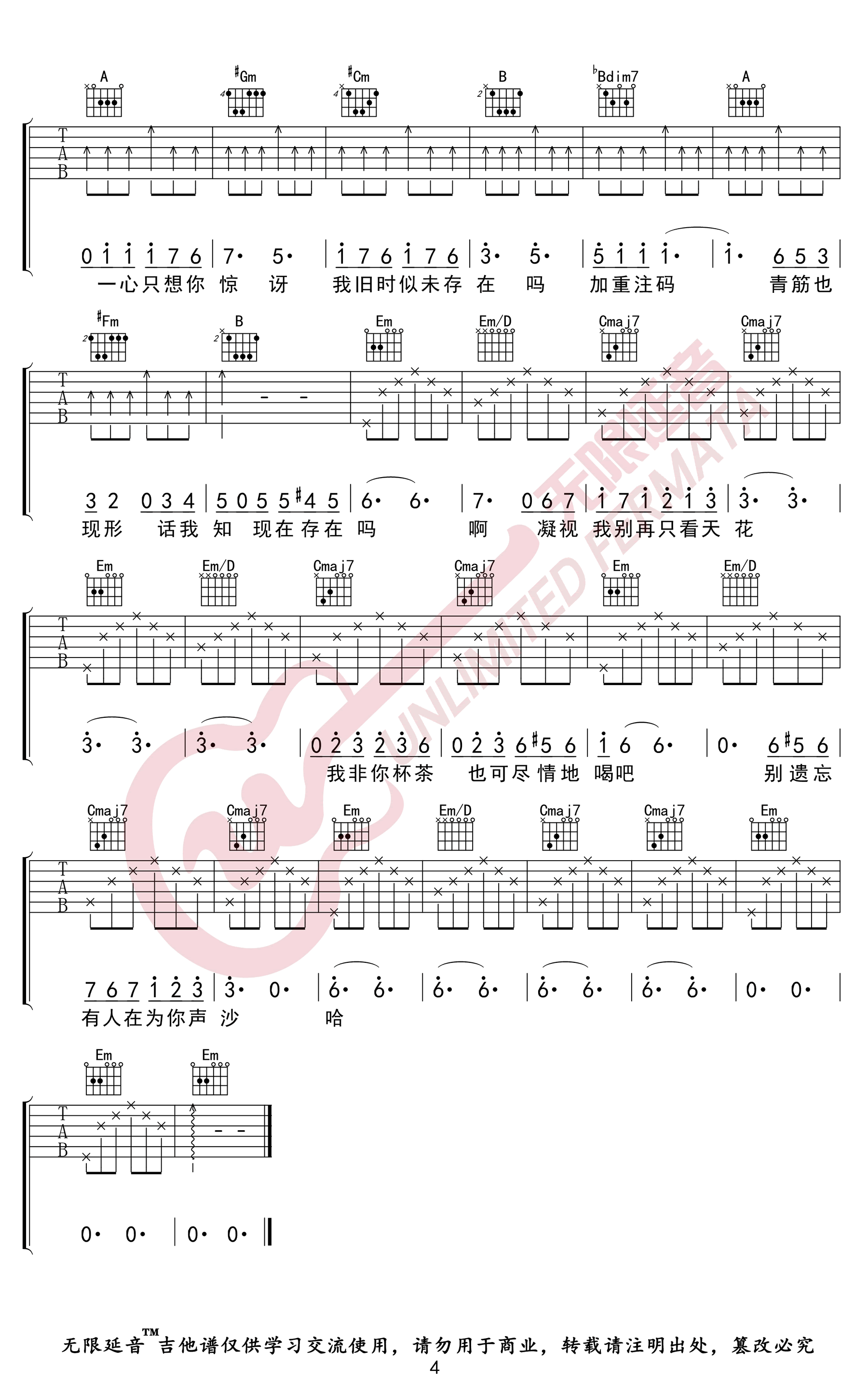 《浮夸吉他谱》_陈奕迅_G调_吉他图片谱4张 图4