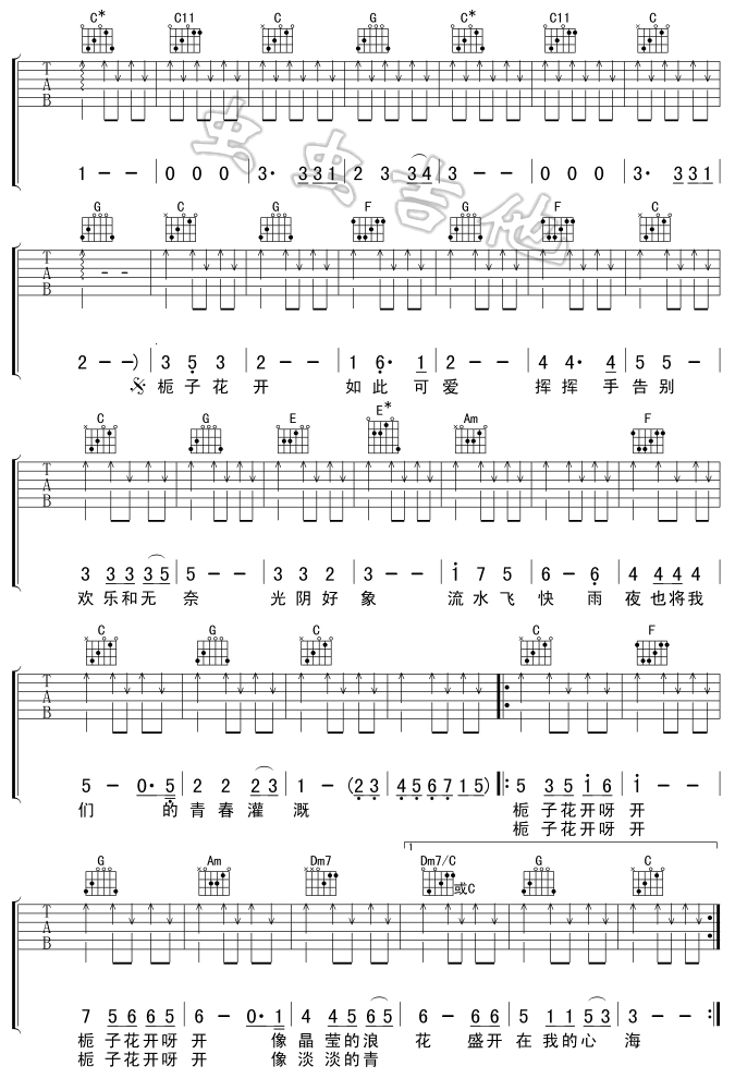 栀子花开吉他谱第2页