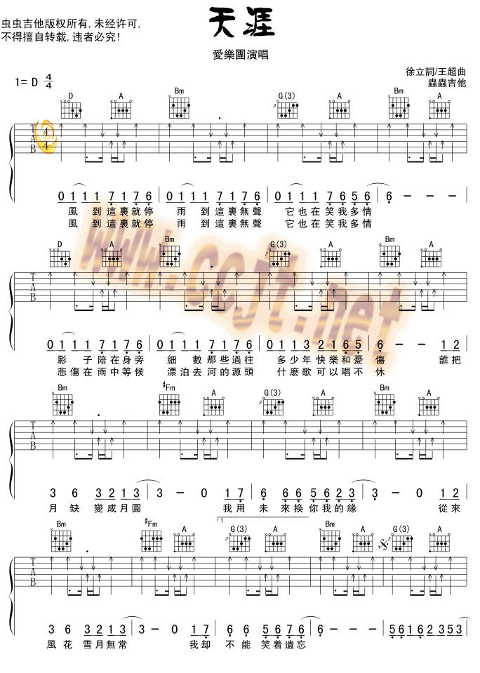 天涯吉他谱第1页